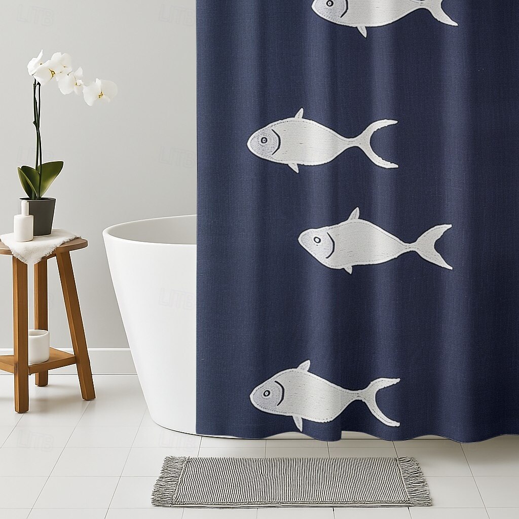 Занавеска для душа с крючками 180см*180см (70"*70") полиэстер washable водонепроницаемая узор морских водорослей декор для ванной 2025 - $25.99 –P7