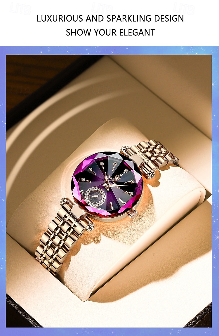 Подарок на День матери для женщин Кварцевые часы Наручные часы с блестками Водонепроницаемые украшенные нержавеющие часы 2026 - $32.99 –P3