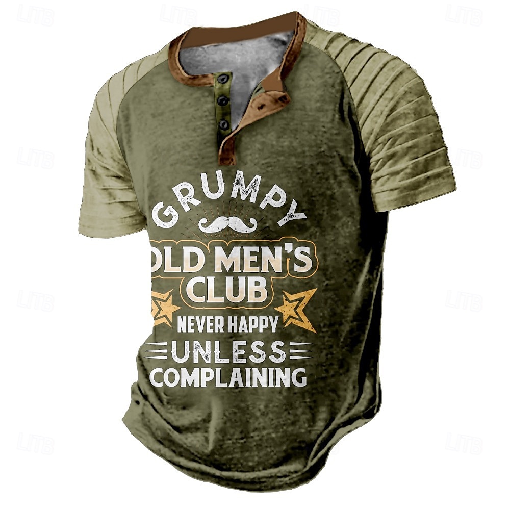 Herre Morsom Slang Henly-skjorte Raglan T-skjorte Kortermet T skjorte Henley Skjorte Mote Daglig Designer Feriereise Gate Avslappet Svart Blå Grønn Sommer Vår Klær S M L XL XXL XXXL 2025 - $20.99 –P2