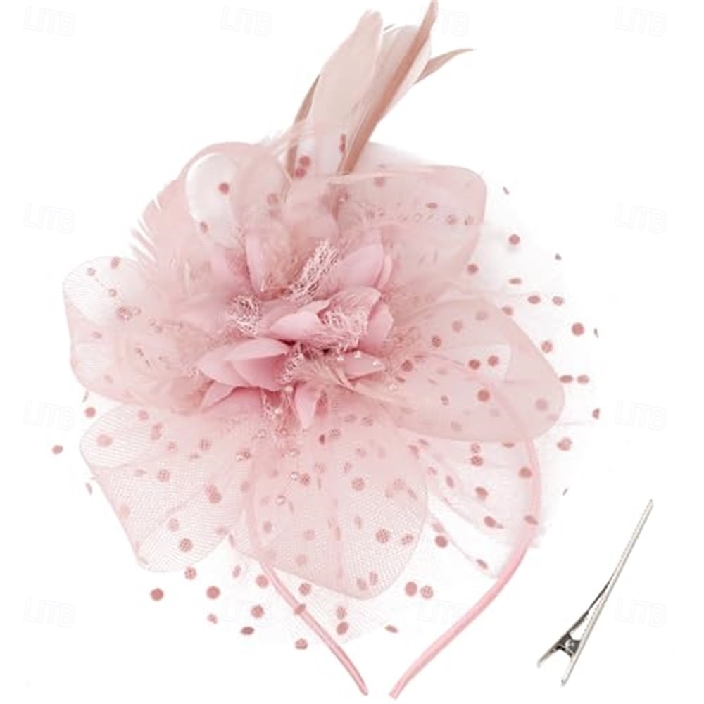 Fascinator-Hut, Feder-Stirnband, Damen-Fascinator, Teeparty-Kopfbedeckung mit Clip, Blumen-Stirnband für Mädchen &Ampere 2025 - $32.99 –P9