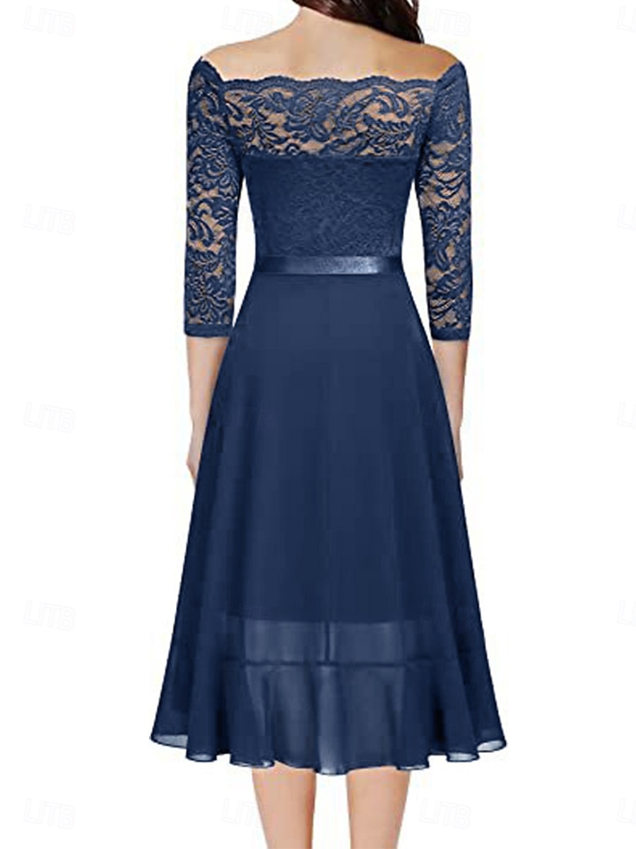 Per donna Abito Midi Abito in Pizzo Vestito da Festa Abito da Cocktail Abito da invitata a nozze Moda Festa Moderno Vacanza Festa serale Matrimonio Vestibilità regolare Colore Puro Mezza Manica del 2026 a $45.99 –P2