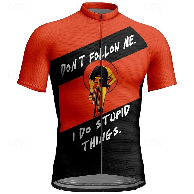 Herre Sykkeltrøyer Kortermet Sykkel T-skjorte Jersey med 3 baklommer Fjellsykling Pustende Hurtigtørkende Anatomisk design Vidje Rød Mørkegrå Oransje Grafisk sport Klær 2025 - $25.99 –P11