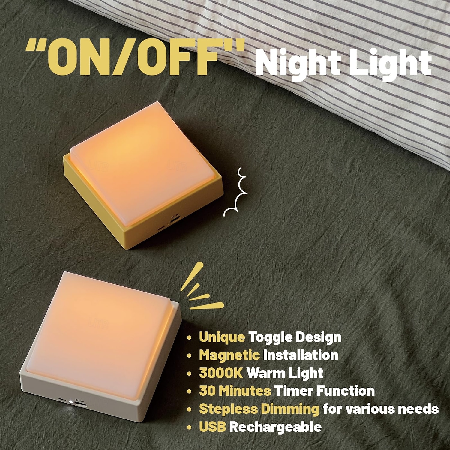 Wireless Dimmable Novelty Night Light, Magnetic Portable Battery Operated Wall Sconce Rechargeable, Toggle Design, for Bedroom, Nursery, Bathroom, Hallway, Kitchen 2025 - $12.99 –P6