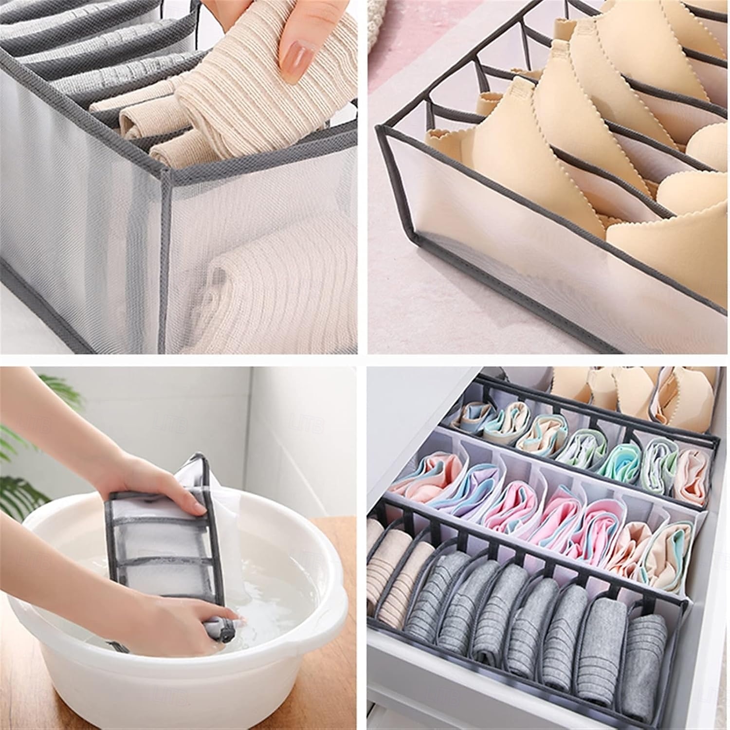 Confezione da 3 organizer per cassetti per calzini e biancheria intima, divisori pieghevoli in tessuto per reggiseni, mutandine, cravatte, lingerie, contenitori portaoggetti per cassetti e ripiani. del 2025 a $10.49 –P7
