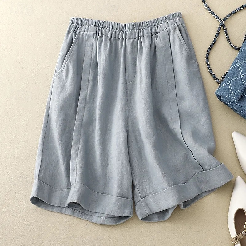 Per donna Pantaloni in cotone e lino Pantaloni Eleganti Semi-lungo Moda Lunghezza al ginocchio Naturale Semplice Tasca Elastico in vita Comodo All'aperto All'aperto Uscire Aalbicocca Blu cielo chiaro del 2025 a $22.99 –P5