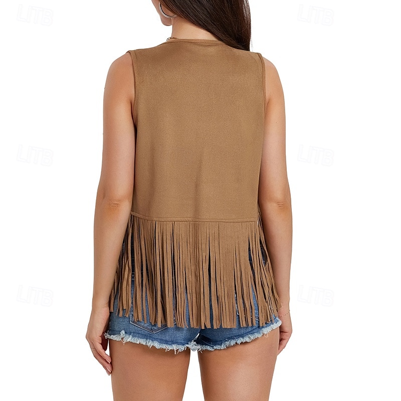 Women's Blouse Plain Active Modern Sleeveless V Neck Regular Tops Daily Holiday Fringe Black White Yellow Army Green Red Summer 2025 - $21.99 –P17