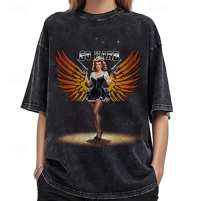 T-shirt Överdimensionerad Acid Washed Tee Retro affisch Retro flicka Grafisk Till Par Herr Dam Vuxna Maskerad Varmstämpling Ledigt / vardag 2025 - $24.99 –P4