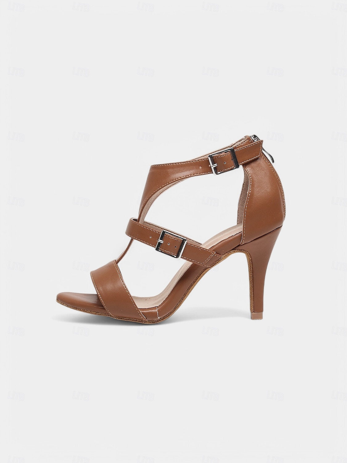 Damen-Latein-Tanzschuhe mit braunem Schnallenriemen und hohem Absatz und Wildledersohle – stilvolle offene Tango- und Gesellschaftsschuhe für Wettbewerbe und Veranstaltungen 2025 - $64.99 –P3