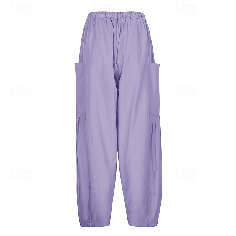 Per donna Gamba larga Pantaloni Vacanza Moda Lunghezza intera Misura del girovita medio Semplice Elastico in vita Traspirante Confortevole Micro-elastico Streetwear Abbigliamento quotidiano Uscire del 2025 a $30.99 –P10