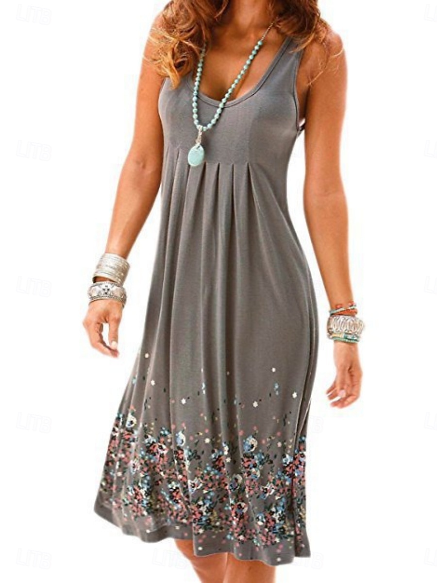 Damen Minikleid Unterkleid Lässig Party Strand Normale Passform Blumen Grafik Ärmellos U-Ausschnitt Schwarz Rote Blau Grau Sommer 2025 - $16.49 –P3