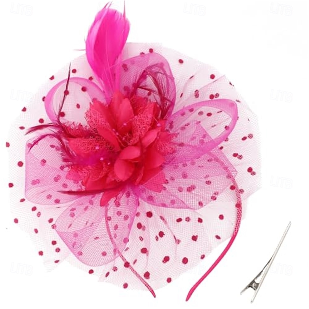 Fascinator-Hut, Feder-Stirnband, Damen-Fascinator, Teeparty-Kopfbedeckung mit Clip, Blumen-Stirnband für Mädchen &Ampere 2025 - $32.99 –P11