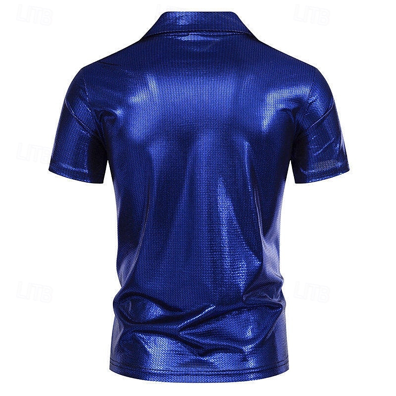 Retró 1980-as évek Póló POLO trikó Diszkó Fényes latex patent Fémes Szivárvány Jelmez Férfi Mindszentek napja Farsang Pride Parade Büszkeség hónapja Felnőttek Póló Nyár 2025 - $26.99 –P16