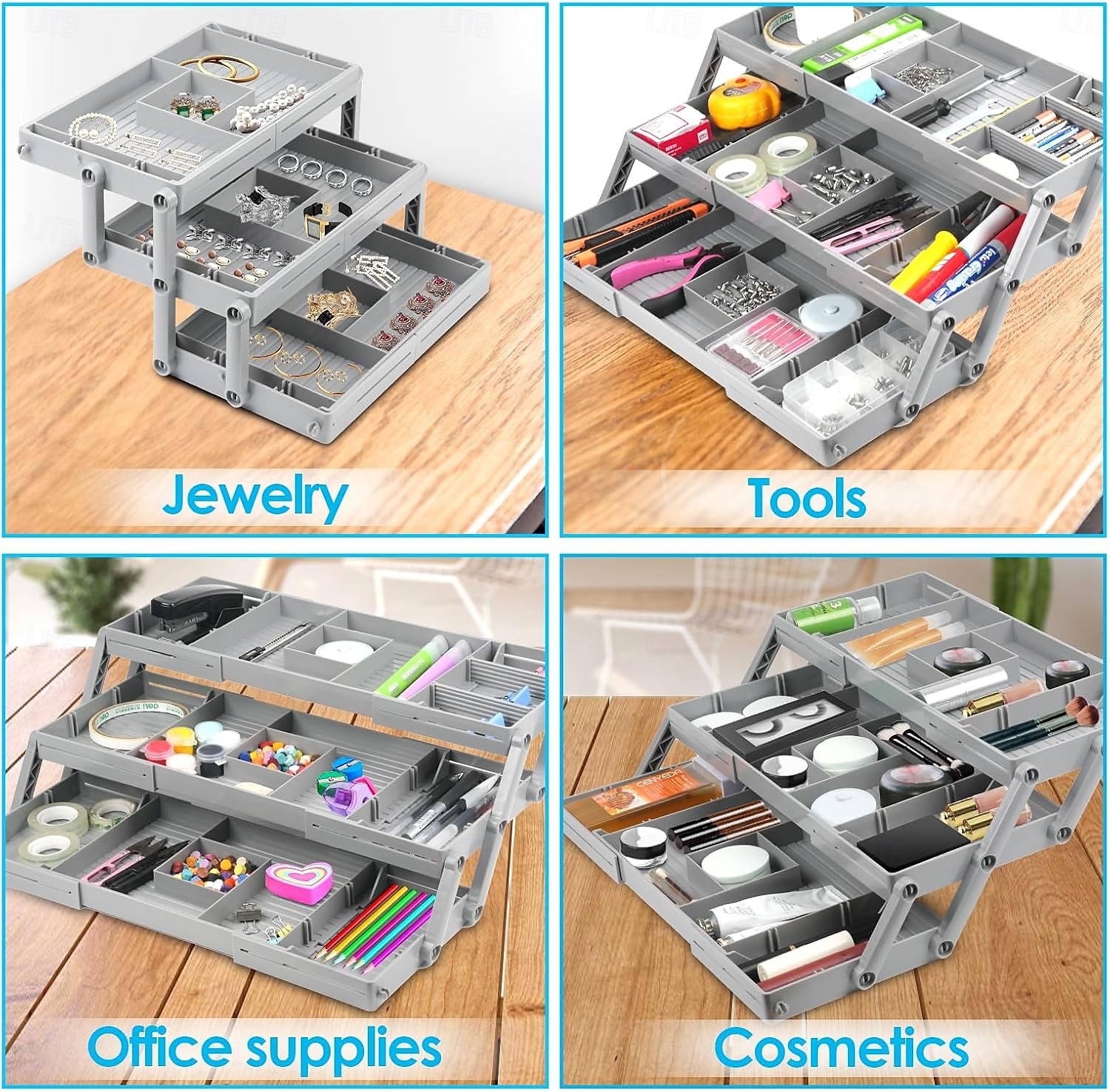 Multi-Level Smart Drawer Organizer, 3-Tier Expandable Desk Drawer Organizer, Folding Storage Tray for Office, Home, Kitchen, Makeup, Jewelry, Junk Drawer Organization 2025 - $27.99 –P6