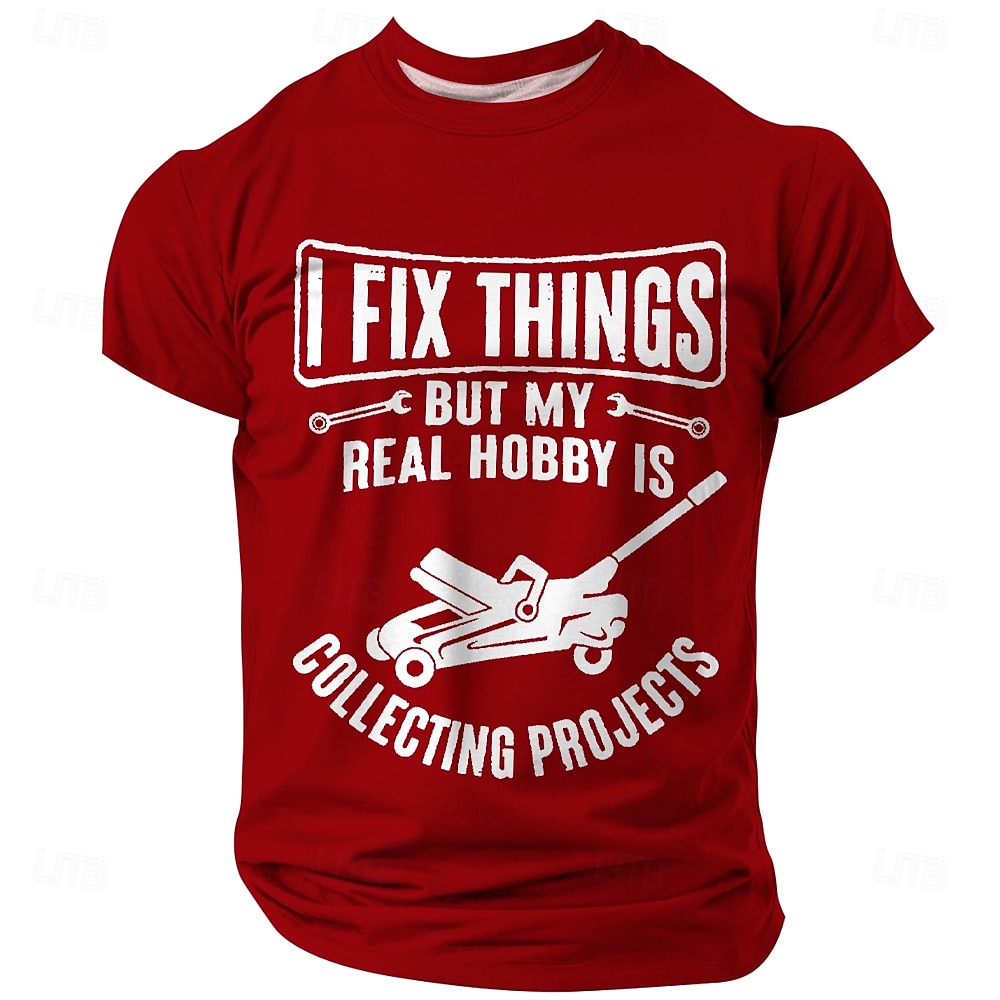 T-shirt graphique drôle pour mécanicien - Je répare des choses Mon véritable hobby est de collectionner des projets T-shirt pour enthousiastes du DIY à manches courtes de 2025 ? $17.99 –P1