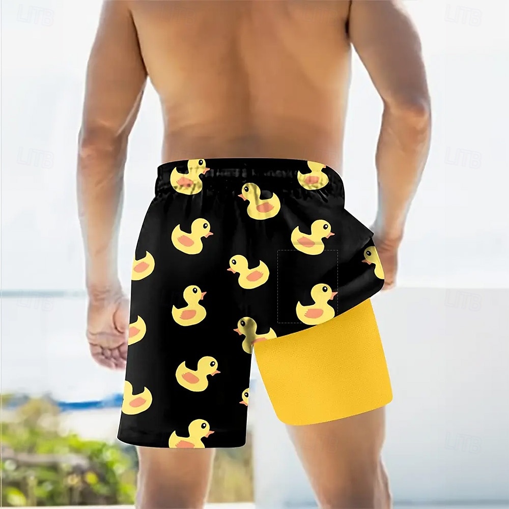 Voor heren dier Grappig Eend Gevoerde shorts 2 in 1 zwemshorts Zwemshorts Medium Taille Hawaii Vakantie Feestdagen Strand Kleding Zijzakken Met compressievoering Elastische tailleband met trekkoord 2025 - $21.99 –P2