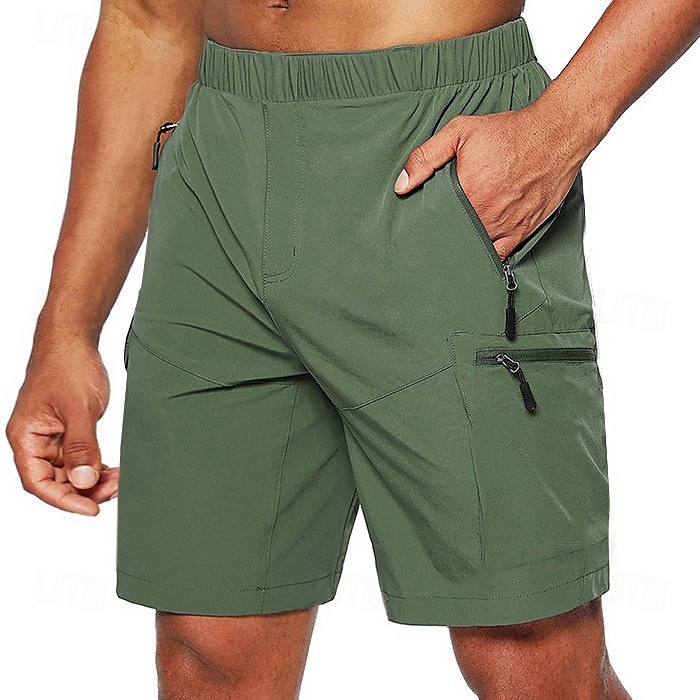 Pánské Šortky s kapsami Neformální šortky Elastický pas Kapsa na zip Pevná barva Ripstop Prodyšné Venkovní Denní Základní Na běžné nošení Černá Zelená 2026 - $24.99 –P9