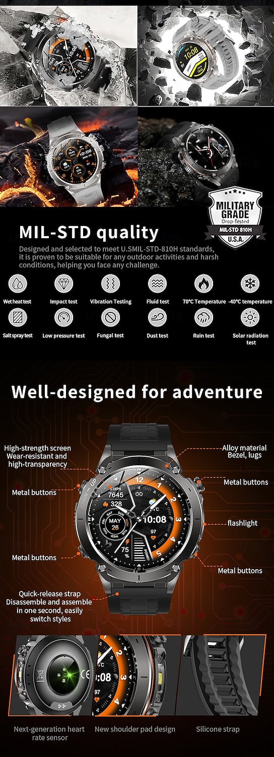 Смарт-часы GPS компас высота на открытом воздухе AMOLED 466*466 HD экран сердечный ритм Bluetooth вызов водонепроницаемые IP68 мужской смарт-браслет подарок на День матери 2026 - $92.99 –P4