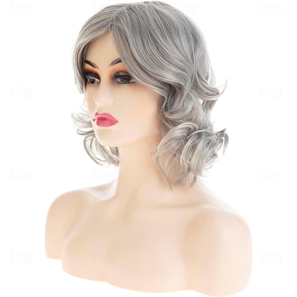 Peruca curta cinza bob para mulheres, comprimento até os ombros, natural, ondulada, sintética, resistente ao calor, para festa diária de 2025 por $25.99 –P2