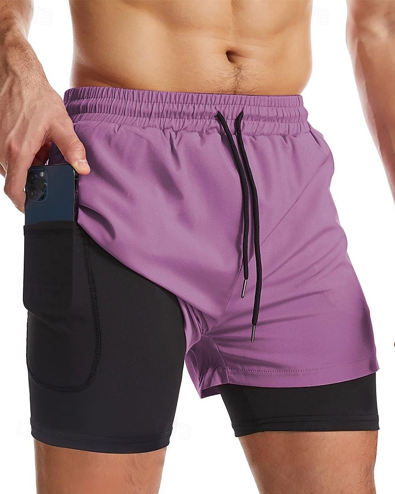 Men's Swim Trunks Swim Shorts Board Shorts Color Block Quick dry Breathable With Compression Liner with Towel Loop Vacation Beach Hawaiian Casual Black 2026 - $18.99 –P3