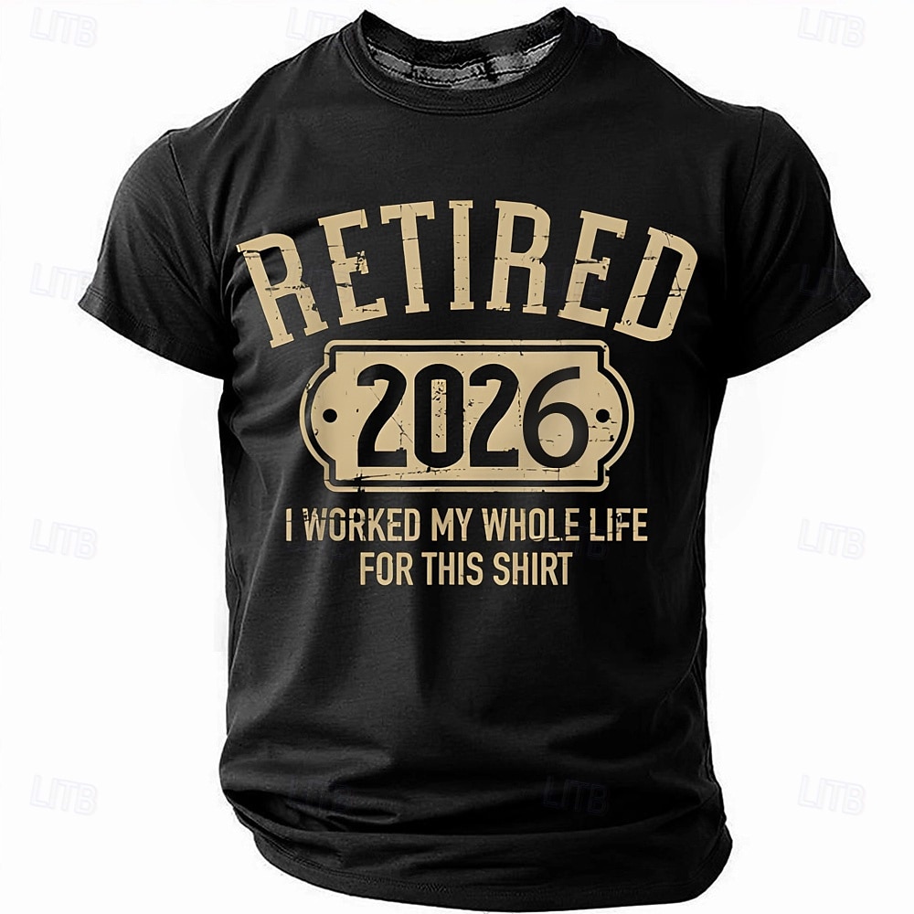 Men's Funny Retired T Shirt Short Sleeve T shirt 3D Print Crew Neck Shirt Fashion Daily Casual Street Casual Daily Black 1 Black 3 Black Summer Spring All Seasons Clothing Apparel S M L XL XXL XXXL 2025 - $19.99 –P7