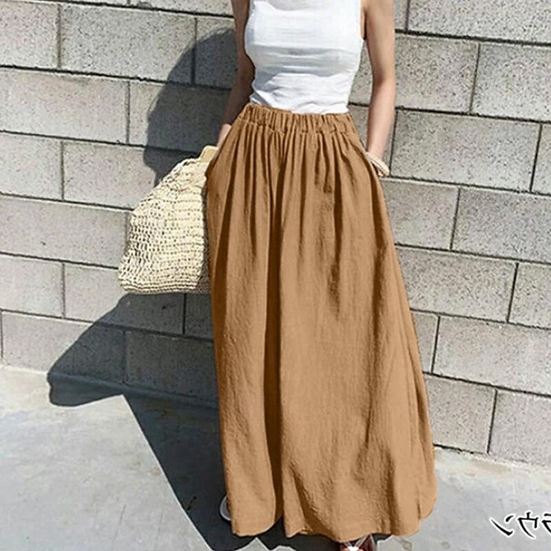Femmes Pantalon en coton et lin Slacks Mode Streetwear Longueur complète Naturel Uni Avec Poches Taille Élastique Confortable Sortir Week-end Vert forêt Bleu ciel clair Gris Bleu lagune Été Coupe de 2025 ? $27.99 –P13