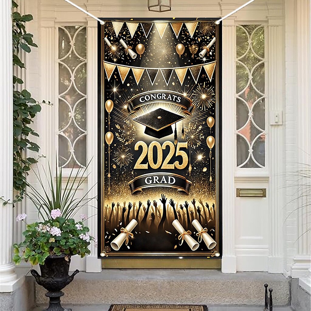 Graduation Door Decorations Door Covers Door Tapestry Door Curtain Decoration Backdrop Indoor/Outdoor Door Banner for Front Door School Office 2025 - $19.99 –P8