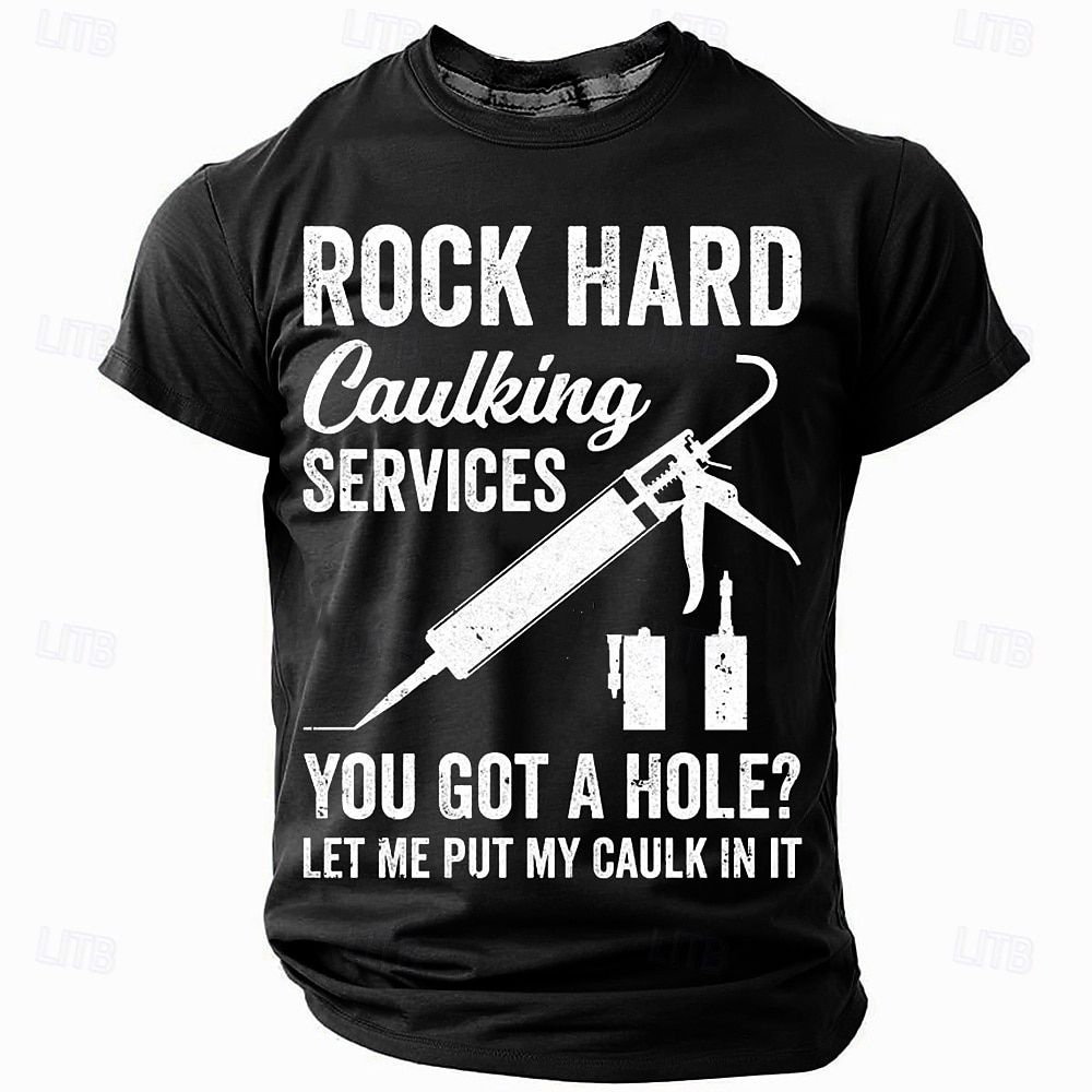 Camiseta gráfica divertida para hombres | Servicios de calafateo Rock Hard | Chiste hilarante de doble sentido sobre calafateo camiseta de manga corta 2026 - $19.49 –P4