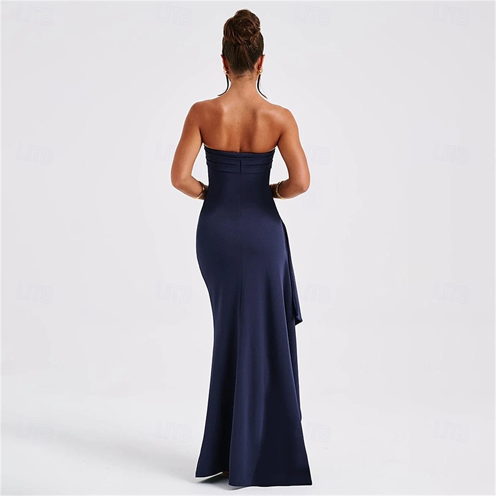 Marlene trubkové párty šaty elegantní šaty svatební svatební hosté podlahová délka bez rukávů bez ramínek polyester bez zad s rozparkem 2025 - $99.99 –P26