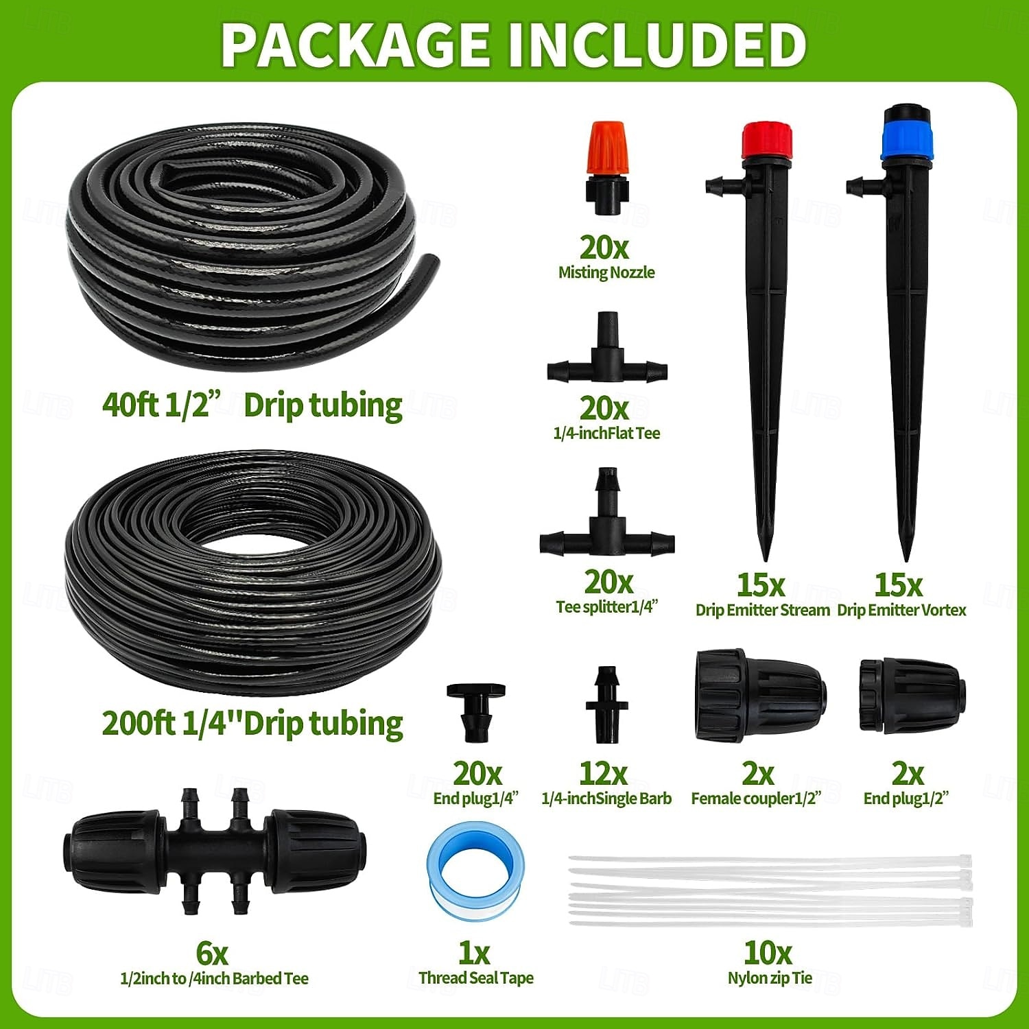 240FT Drip Irrigation System,Automatic Drip Irrigation Kit with 1/2 inch Hose 1/4 inch Distribution Tubing and Accessories,for Lawn Raised Bed Greenhouse Plant Watering System 2025 - $68.99 –P3