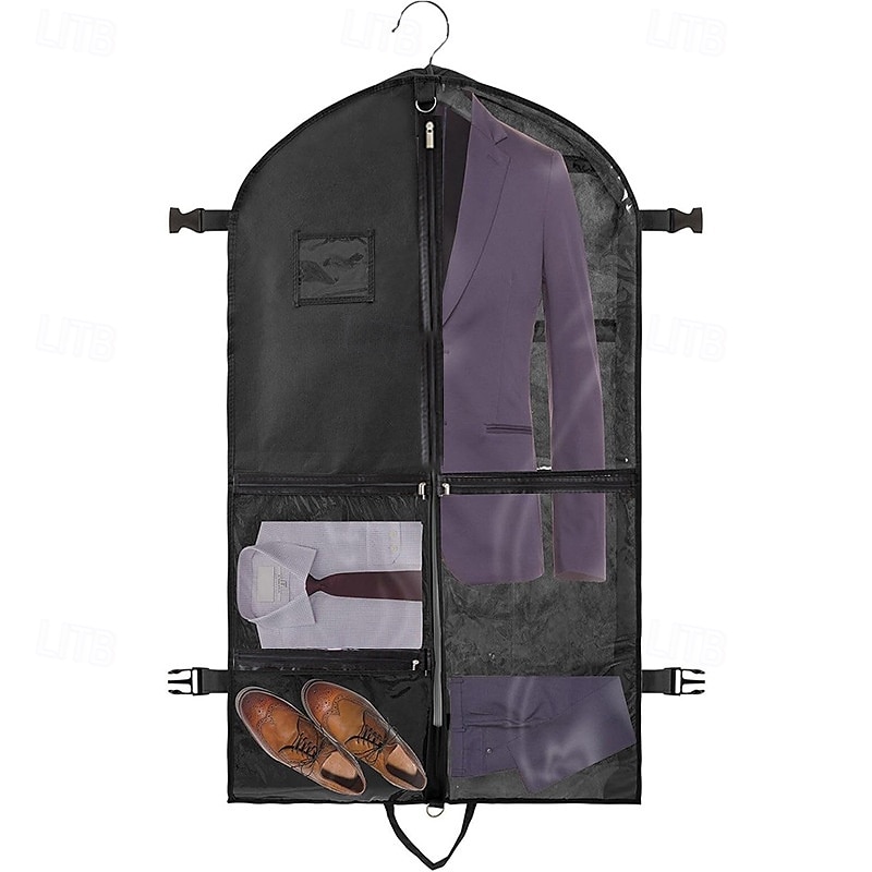 Kledinghoes voor kostuums met 4 zakken en gesp, 110 x 60 cm, opvouwbare reishoes van non-woven materiaal met handvat, stofdichte opbergtas voor herenjas, jack, kinderkleding 2025 - $13.49 –P1