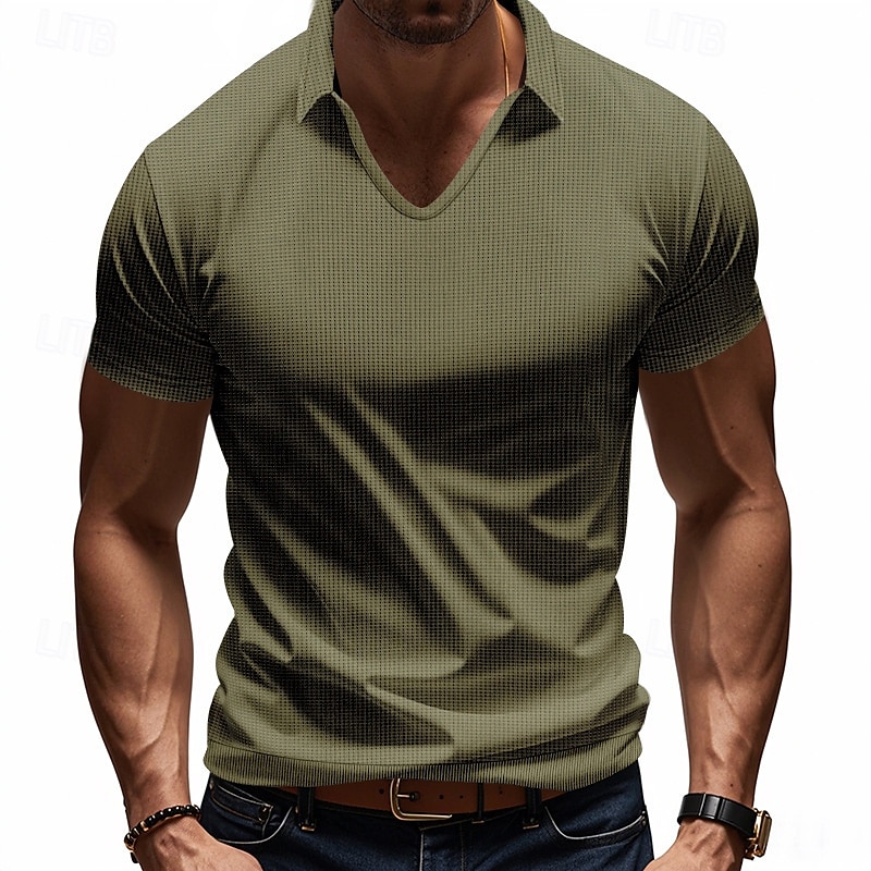 Per uomo Maglia da golf Polo Piqué Affari Casuale Bavero Manica Corta Moda Essenziale Tinta unica Testurizzato Bottoni Estate Primavera & Autunno Vestibilità regolare Marrone Scuro Bianco Grigio del 2025 a €16.99 –P14