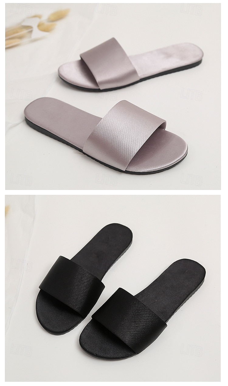 Women Satin Slide Flat Open Toe Soft Slip on Silky Slide Sandal House Slipper 2025 - $16.99 –P1