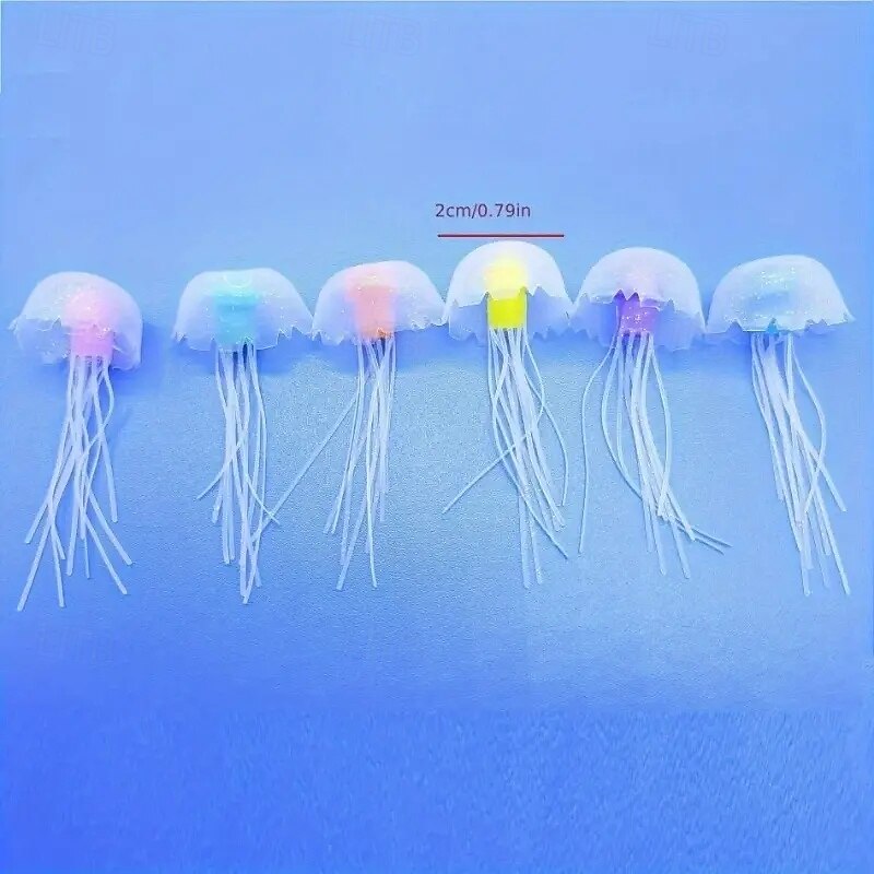 6-Piece Set of Realistic Silicone Jellyfish Aquarium Decoration - bright Fluorescent Floating Jellyfish Simulated Artificial Coral reef Ornament 2025 - $18.49 –P8