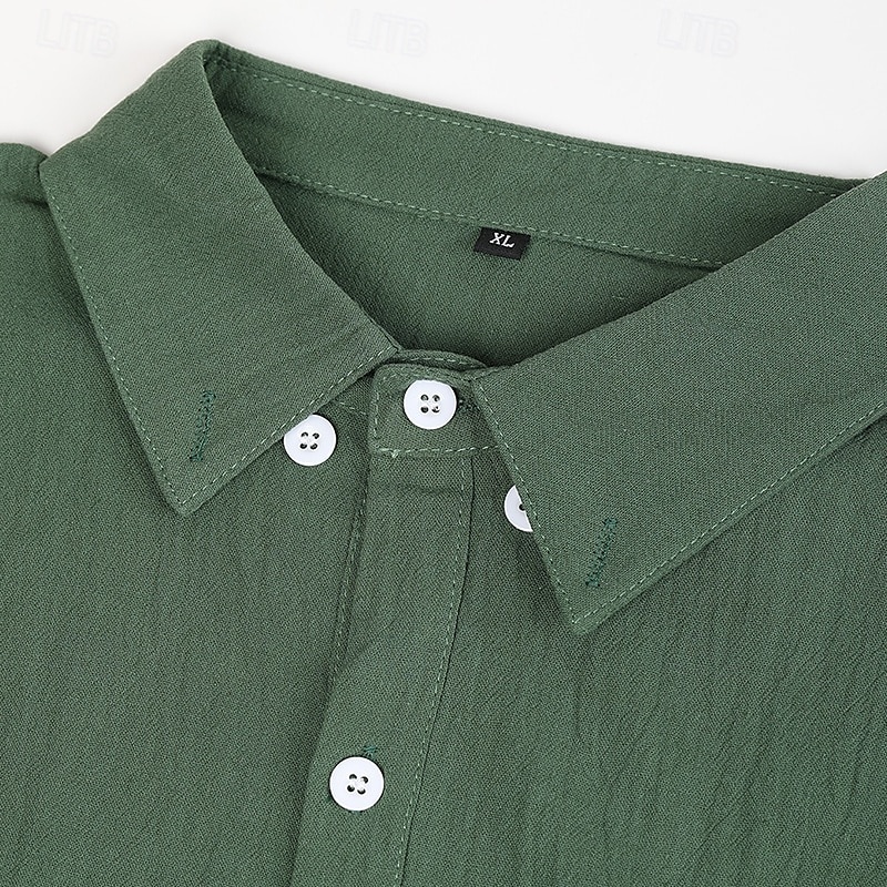 Per uomo Camicia Camicia di lino Camicia Estiva Camicia da Spiaggia Camicia con Bottoni Camicie sbottonate Semplice All'aperto Streetwear Nero Bianco Azzurro cielo Cachi Manica Lunga Collo ripiegato del 2025 a $21.99 –P6