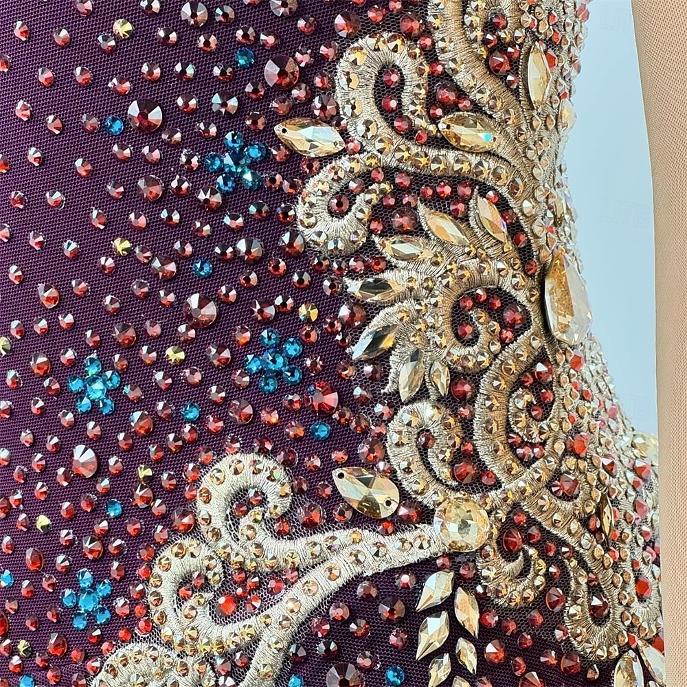 Abito da pattinaggio artistico Per donna Ragazze Pattinaggio sul ghiaccio Vestito Borgogna Patchwork Schiena aperta Rete Alta elasticità Allenamento Competizione Vestiti da pattinaggio sul ghiaccio del 2025 a $208.89 –P2