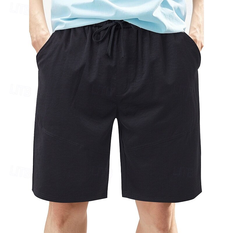 Men's Shorts Summer Shorts Beach Shorts Casual Shorts Pocket Drawstring Elastic Waist Plain Comfort Breathable Short Outdoor Vacation Sport Casual Black White 2025 - $17.99 –P15