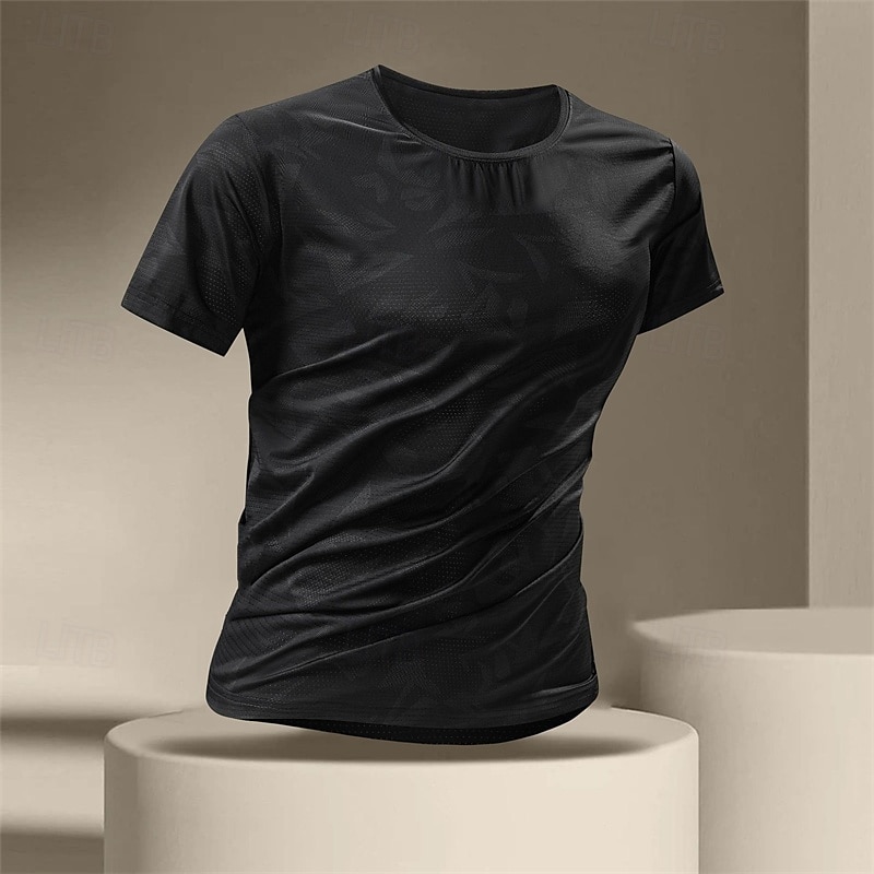 Herren Fitnessshirt Sportliche Hemden Golfshirt Rundhalsausschnitt Kurze Ärmel Alltagstauglich Fitnessstudio Schnelltrocknend Atmungsaktiv Tarnung Schwarz Weiß Sportkleidung Polyester Sport Outdoor 2025 - $17.99 –P5