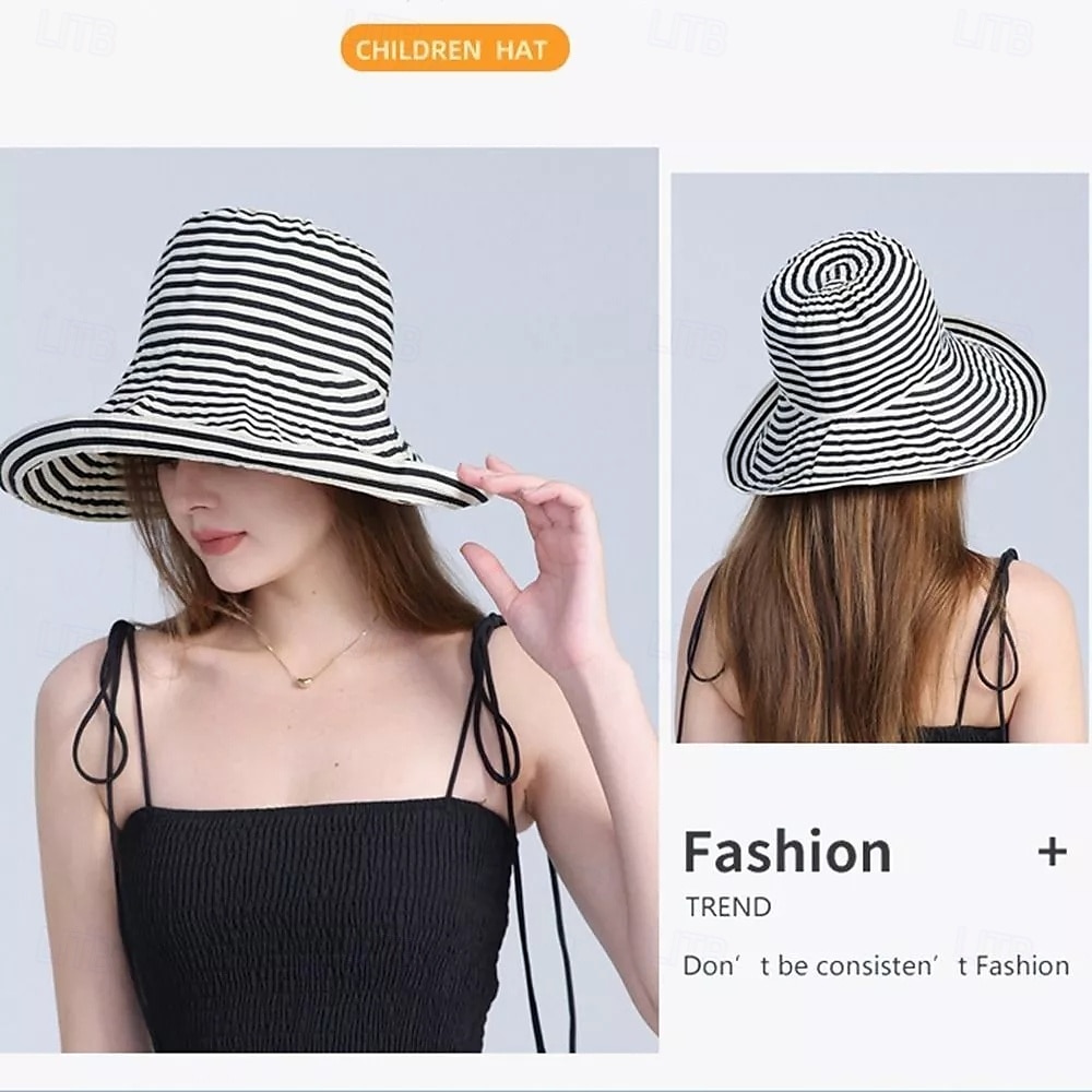 solhatt for kvinner bred brem sommer upf50 uv-beskyttelsesstripe lett fottur utendørs caps 2025 - $16.99 –P3