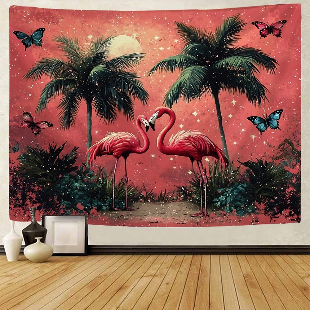 Tropisk palmtree flamingo hängande tapestry väggkonst stor tapestry mural dekoration fotografisk bakgrund filt gardin hem sovrum vardagsrumsdekoration 2025 - $13.99 –P1