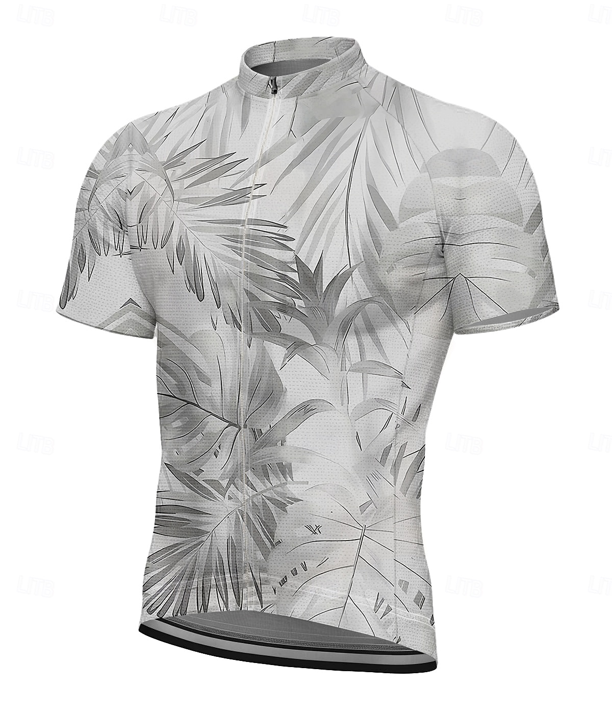 Herren Radtrikot Grafik Blatt Pflanzen Kurzarm Fahhrad T-Shirt Oberteil mit 3 Gesäßtaschen UV-beständig Schnelltrocknend Frontreißverschluss Reflektierende Streifen Sport Blau Grün Grau Bekleidung 2026 - $30.99 –P1