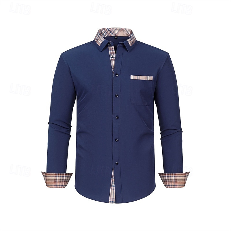 Herren Hemd Kleidhemd Knopfhemd Farbblock Hochzeit Täglich Dunkelgelb Schwarz Weiß Rosa Langarm Umlegekragen Frühling & Herbst Bekleidung Patchwork 2025 - $27.99 –P3