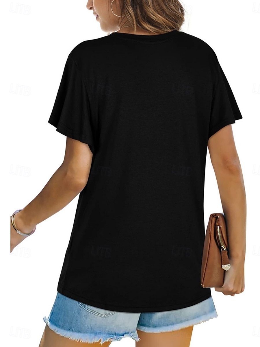 T-shirt femme de couleur unie Uni Classique Moderne Décontracté Manches courtes Col rond Hauts réguliers Quotidien Week-end Noir Blanc Vert clair Rose Bleu Été de 2025 ? $15.99 –P9