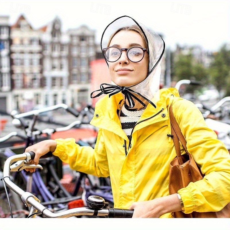 Turbante de lluvia de PVC transparente, no textil, inelástico, resistente al agua, diseño minimalista, lavable a mano, con instrucciones de uso, para mujeres, días de lluvia y actividades al aire 2025 - $5.99 –P6