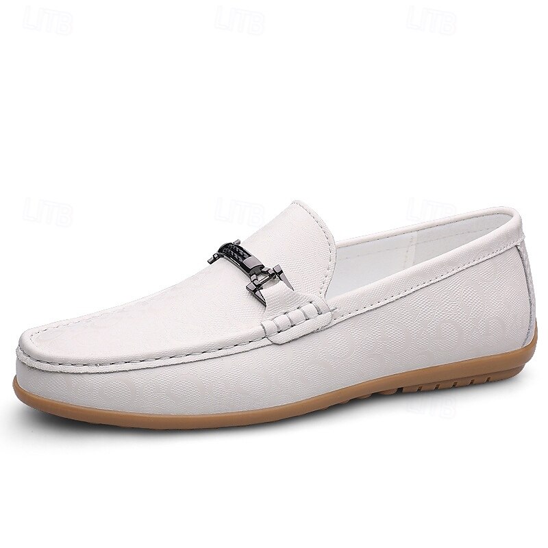 Men's White Loafers with Silver Accents, Lightweight Casual Shoes, Ideal for Everyday Wear and Vacation Getaways 2025 - $46.99 –P1