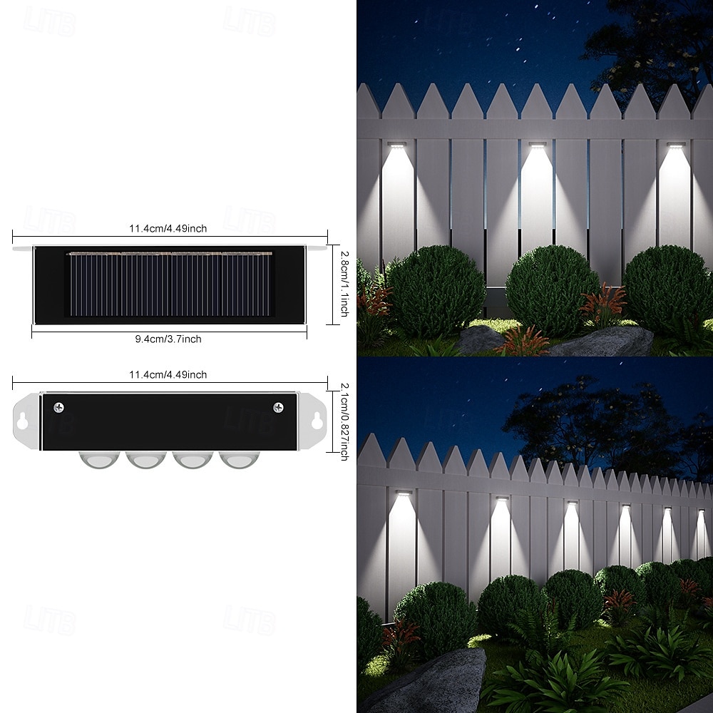 4 stk solcelle LED vegglamper utendørs vanntette solcelle veggvasker lys for bakgård hage gjerde vegg dekk trapper belysning landskap dekorasjon 2025 - $20.99 –P12