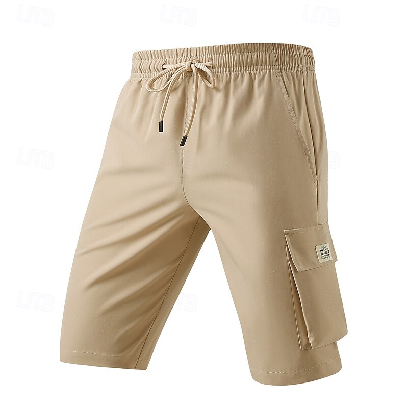 Homens Bermuda Cargo Calção Shorts de verão Com Cordão Cintura elástica Bolso multi Número Conforto Vestível Comprimento do joelho Ao ar livre Esporte Diário Moda Casual Preto Cáqui de 2025 por $15.49 –P1