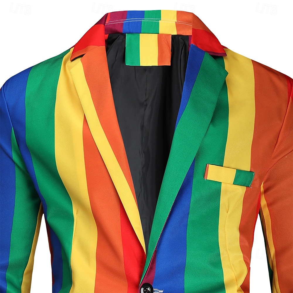 Stolz Regenbogen Outfits Regenbogen-Pride-Anzug Blazer Erwachsene Herren Pride Parade Pride-Monat Halloween Karneval Einfaches Karnevalskostüm 2025 - $102.99 –P3