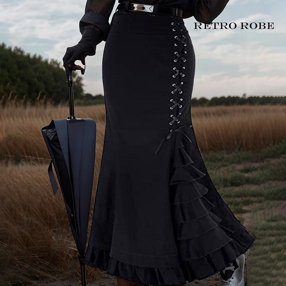 Retro Vintage Medieval Renaissance Skirt Goth Girl Flounced Women's Fantasy Steampunk Masquerade Party / Evening Adults' Skirt 2025 - $35.99 –P1