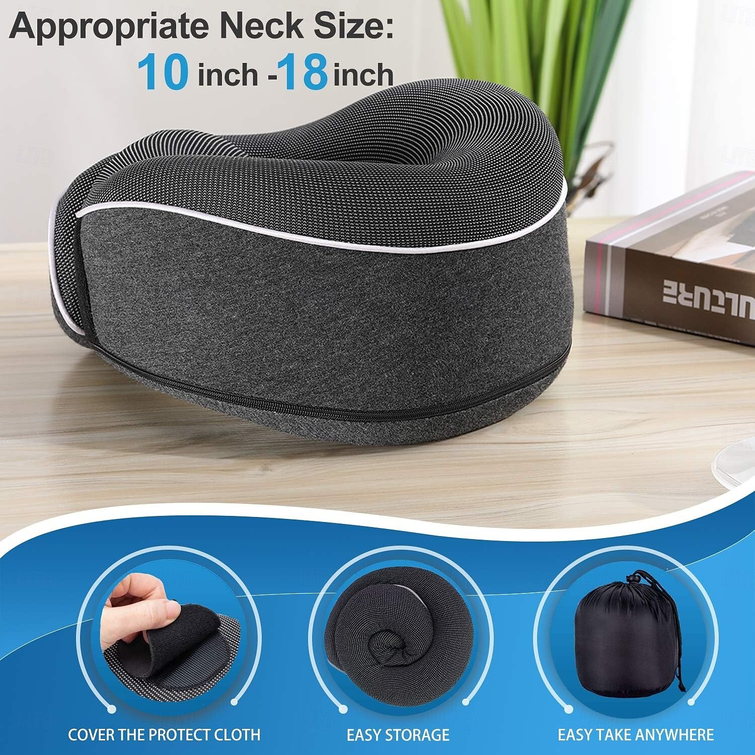 Travel Neck Pillow Chin Support Pillow Adjustable 100% Pure Memory Foam, New Ergonomic Design Soft Best Full Neck Surround Pillow Sleep for Home, Airplanes & Car 2025 - $23.13 –P1