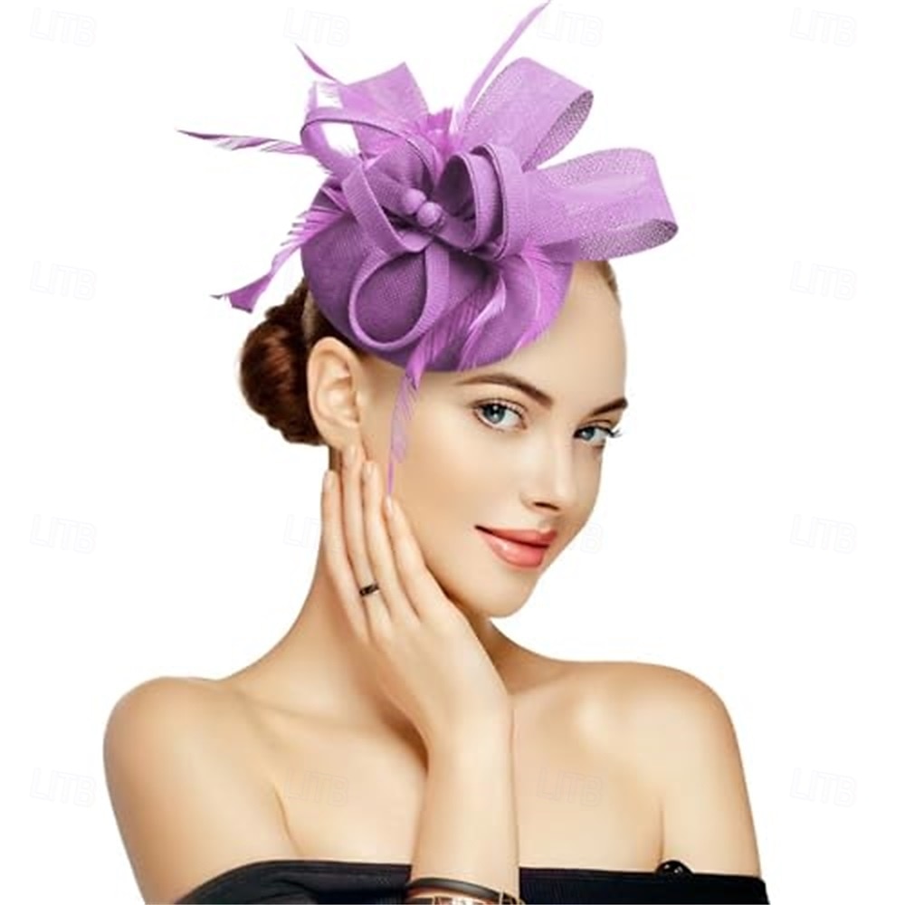 Stroik Sinamay Kapelusz Fedora Ślub Wieczorna impreza Herbaciane przyjęcie Wyścigi konne koktajl Zabytkowe Śłodkie Z Pióro Kwiaty Winieta Nakrycia Głowy 2025 - $56.99 –P10